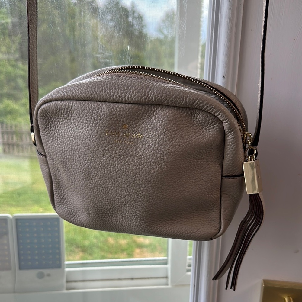 Kate Spade Gray Pebbled Leather Crossbody Bag